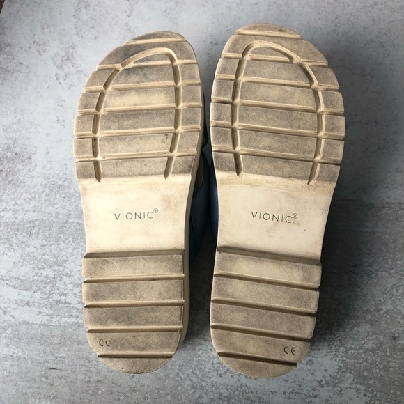 Vionic Women's Vesta Leather Flatform Lug Sandal Blue Size 11 - Picture 9 of 10